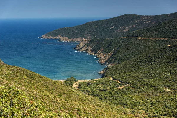 Panorama Coastline Mamba Beach Ampelos Sithonia Peninsula Chalkidiki Central Macedonia — Stock Photo, Image