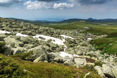 Cherni Vrah Peak yakınlarındaki Vitosha Dağı'nın yeşil tepeleri, Sofya Şehir Bölgesi, Bulgaristan