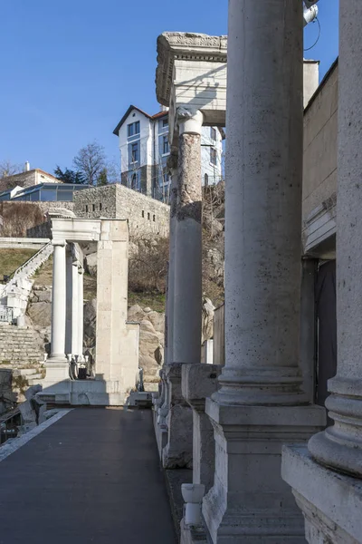 Ruínas Antigo Teatro Romano Filipópolis Cidade Plovdiv Bulgária — Fotografia de Stock