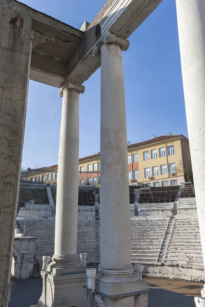 Ruínas Antigo Teatro Romano Filipópolis Cidade Plovdiv Bulgária — Fotografia de Stock