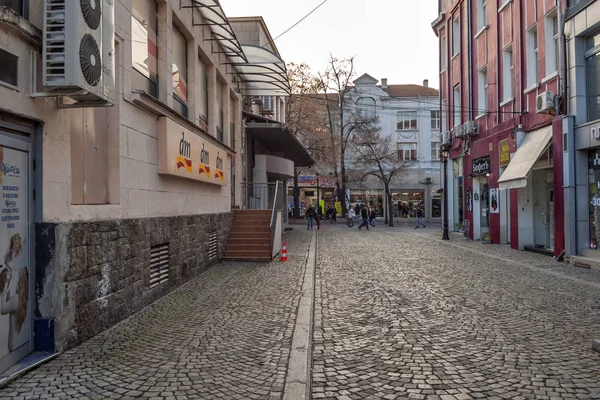 Plovdiv Bulgaria Febrero 2019 Vista Del Atardecer Las Calles Pedestianas — Foto de Stock