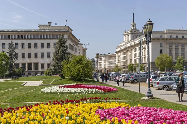 Sofia Bulgária Abril 2019 Vista Panorâmica Praça Knyaz Alexandre Cidade — Fotografia de Stock