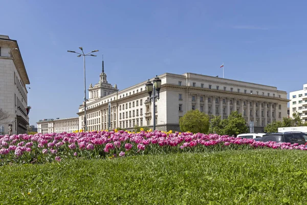 Sofia Bulgaria Huhtikuu 2019 Panoraamanäkymät Knyaz Aleksanteri Aukiolle Sofian Kaupungissa — kuvapankkivalokuva