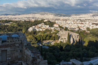 Akropolis'ten Atina şehrinin panoramik manzarası, Attica, Yunanistan