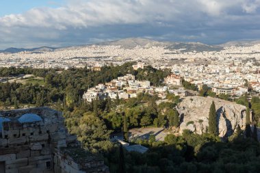 Akropolis'ten Atina şehrinin panoramik manzarası, Attica, Yunanistan