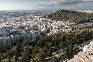 Akropolis'ten Atina şehrinin panoramik manzarası, Attica, Yunanistan