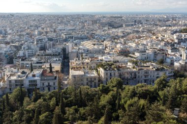 Akropolis'ten Atina şehrinin panoramik manzarası, Attica, Yunanistan
