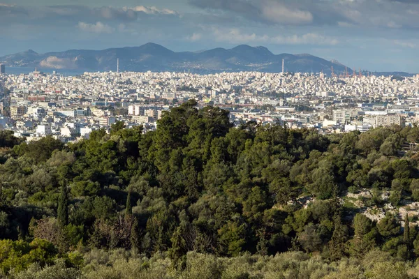 Vista Panorámica Ciudad Atenas Desde Acrópolis Ática Grecia — Foto de Stock