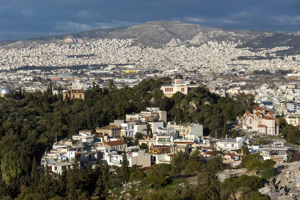 Vista Panorâmica Cidade Atenas Acrópole Attica Grécia — Fotografia de Stock