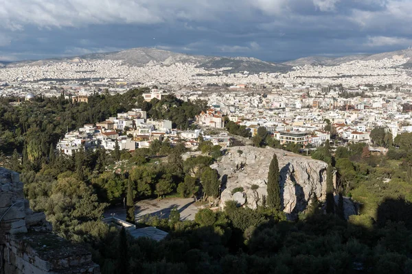 Panoramisch Uitzicht Stad Athene Vanaf Akropolis Attica Greece — Stockfoto