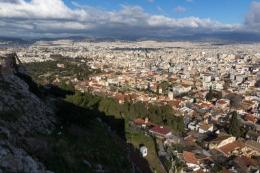 Akropolis'ten Atina şehrinin panoramik manzarası, Attica, Yunanistan