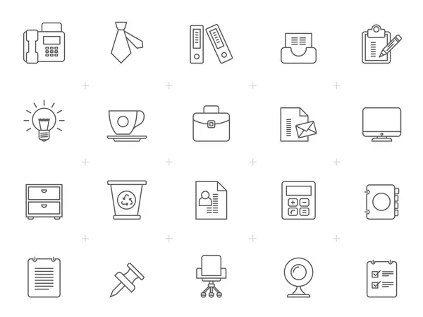 Line Office Business Web Icons Zestaw Ikon Wektorowych — Wektor stockowy