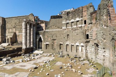 Roma, İtalya - 23 Haziran 2017: Roma'nın Nervain şehrinin Forumu'nun muhteşem manzarası, İtalya