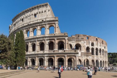 Roma, İtalya - 23 Haziran 2017: Roma şehrinde Kolezyum'un inşası, İtalya