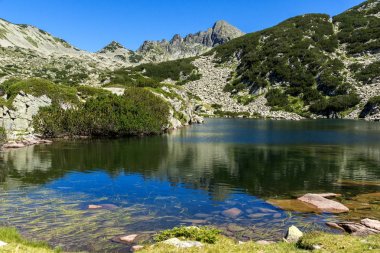 Valyavishko Gölü ve Dzhangal zirvesi ile peyzaj, Pirin Dağı, Bulgaristan