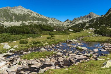Mozgovishka geçidi yakınlarındaki Prevalski gölleri ile Amazing Manzara, Pirin Dağı, Bulgaristan