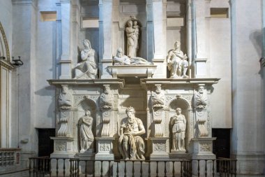 Rome, İtalya - 23 Haziran 2017: Michelangelo'nun Musa, Roma, İtalya (San Pietro in Vincoli) zincire Saint Peter Bazilikası heykeli