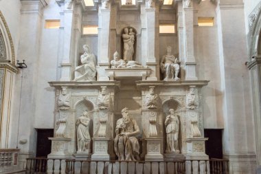 Rome, İtalya - 23 Haziran 2017: Michelangelo'nun Musa, Roma, İtalya (San Pietro in Vincoli) zincire Saint Peter Bazilikası heykeli