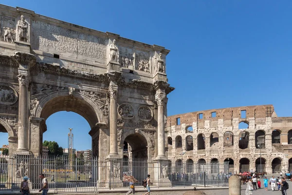 Roma Itália Junho 2017 Arco Antigo Constantino Perto Coliseu Roma — Fotografia de Stock