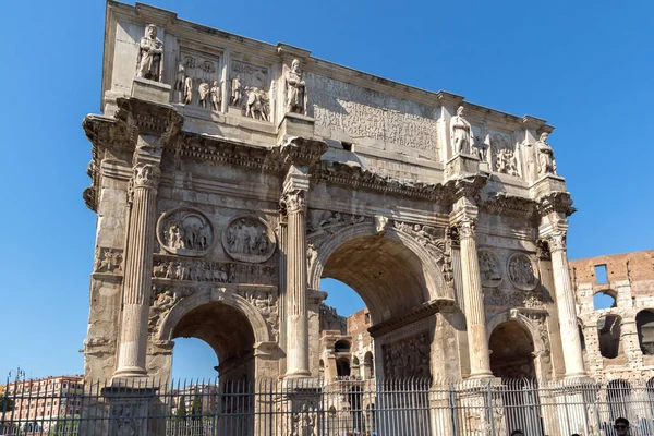 Rome Italië Juni 2017 Oude Boog Van Constantijn Bij Colosseum — Stockfoto