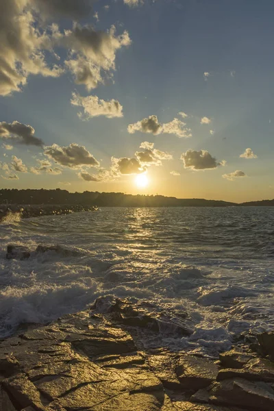 Sunset Seascape Rocks Coastline Chernomorets Burgas Region Βουλγαρία — Φωτογραφία Αρχείου