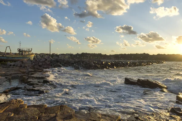 Sunset Seascape Rocks Coastline Chernomorets Burgas Region Bulgaria — Stok Foto