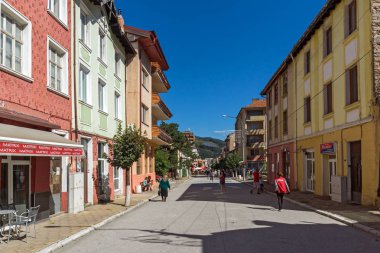 Chepelare, Bulgaristan - 14 Ağustos 2018: Ünlü Bulgar kayak merkezi Chepelare,Smolyan Region, Bulgaristan