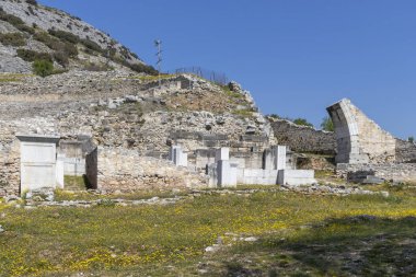 Philippi antik bölgesinde antik tiyatro harabeleri, Doğu Makedonya ve Trakya, Yunanistan