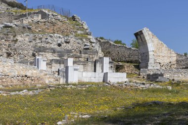 Philippi antik bölgesinde antik tiyatro harabeleri, Doğu Makedonya ve Trakya, Yunanistan