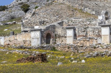 Philippi antik bölgesinde antik tiyatro harabeleri, Doğu Makedonya ve Trakya, Yunanistan