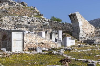 Philippi antik bölgesinde antik tiyatro harabeleri, Doğu Makedonya ve Trakya, Yunanistan