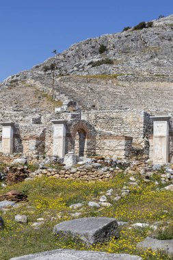 Philippi antik bölgesinde antik tiyatro harabeleri, Doğu Makedonya ve Trakya, Yunanistan
