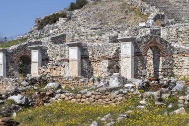 Philippi antik bölgesinde antik tiyatro harabeleri, Doğu Makedonya ve Trakya, Yunanistan