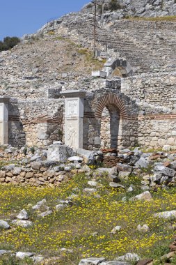 Philippi antik bölgesinde antik tiyatro harabeleri, Doğu Makedonya ve Trakya, Yunanistan
