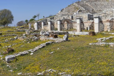 Philippi antik bölgesinde antik tiyatro harabeleri, Doğu Makedonya ve Trakya, Yunanistan
