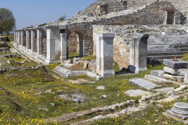 Philippi antik bölgesinde antik tiyatro harabeleri, Doğu Makedonya ve Trakya, Yunanistan
