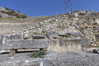 Philippi antik bölgesinde antik tiyatro harabeleri, Doğu Makedonya ve Trakya, Yunanistan