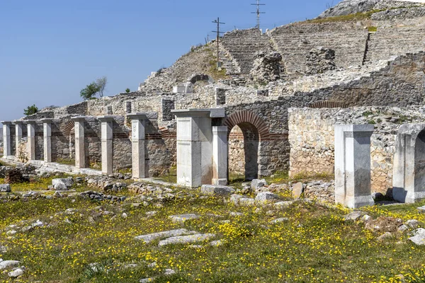 Philippi antik bölgesinde antik tiyatro harabeleri, Doğu Makedonya ve Trakya, Yunanistan