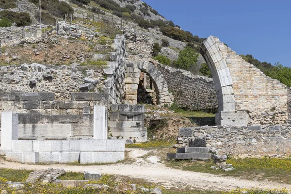 Philippi antik bölgesinde antik tiyatro harabeleri, Doğu Makedonya ve Trakya, Yunanistan