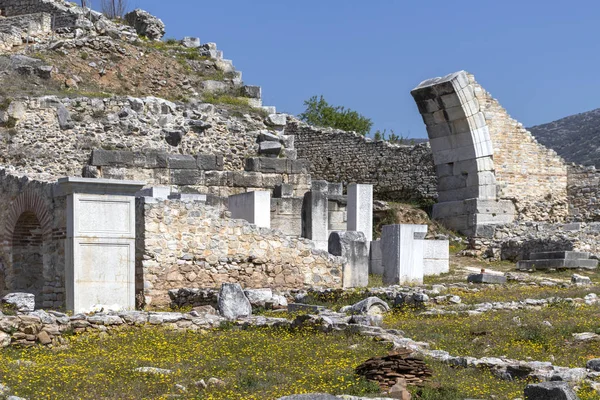 Philippi antik bölgesinde antik tiyatro harabeleri, Doğu Makedonya ve Trakya, Yunanistan