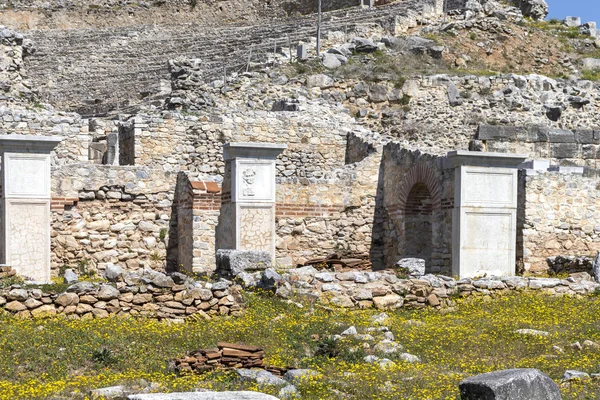 Philippi antik bölgesinde antik tiyatro harabeleri, Doğu Makedonya ve Trakya, Yunanistan