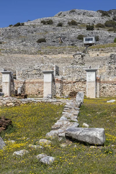 Philippi antik bölgesinde antik tiyatro harabeleri, Doğu Makedonya ve Trakya, Yunanistan