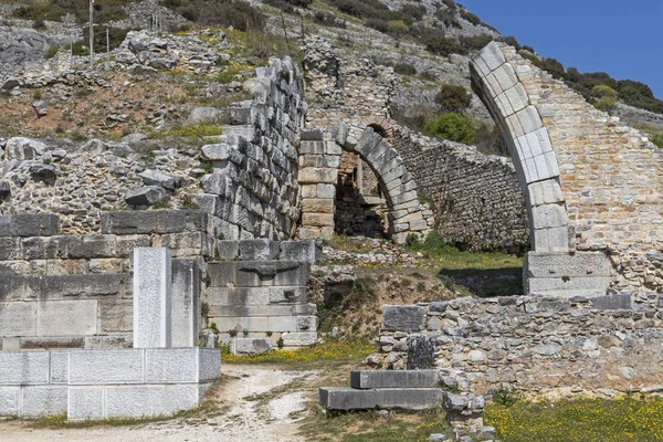 Ruinas Del Antiguo Teatro Zona Antigua Filipos Macedonia Oriental Tracia — Foto de Stock