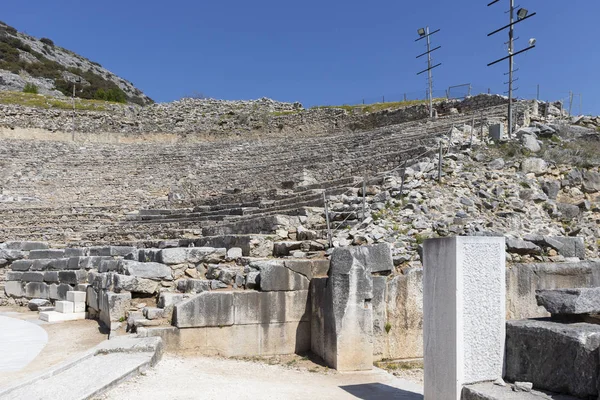 Ruinas Del Antiguo Teatro Zona Antigua Filipos Macedonia Oriental Tracia — Foto de Stock
