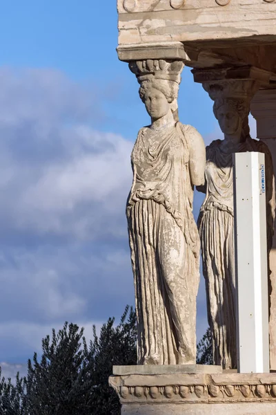Porche Des Caryatides Dans Erechtheion Acropole Athènes Attique Grèce — Photo