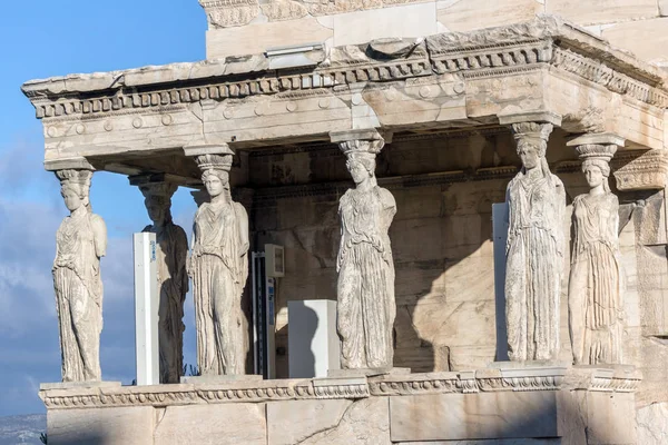 Veranda Van Caryatiden Erechtheion Akropolis Van Athene Attica Griekenland — Stockfoto