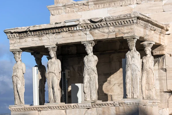 Tornácon Caryatids Erechtheion Akropolisz Athén Attica Görögország — Stock Fotó