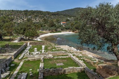 Aliki Arkeoloji bölgesindeki kalıntılar, Thassos adası, Doğu Makedonya ve Trakya, Yunanistan