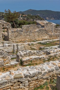 Aliki Arkeoloji bölgesindeki kalıntılar, Thassos adası, Doğu Makedonya ve Trakya, Yunanistan