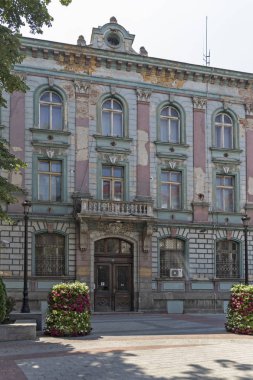 Plovdiv, Bulgaristan-29 Mayıs 2019: Plovdiv şehir merkezinde yaya sokakları, Bulgaristan